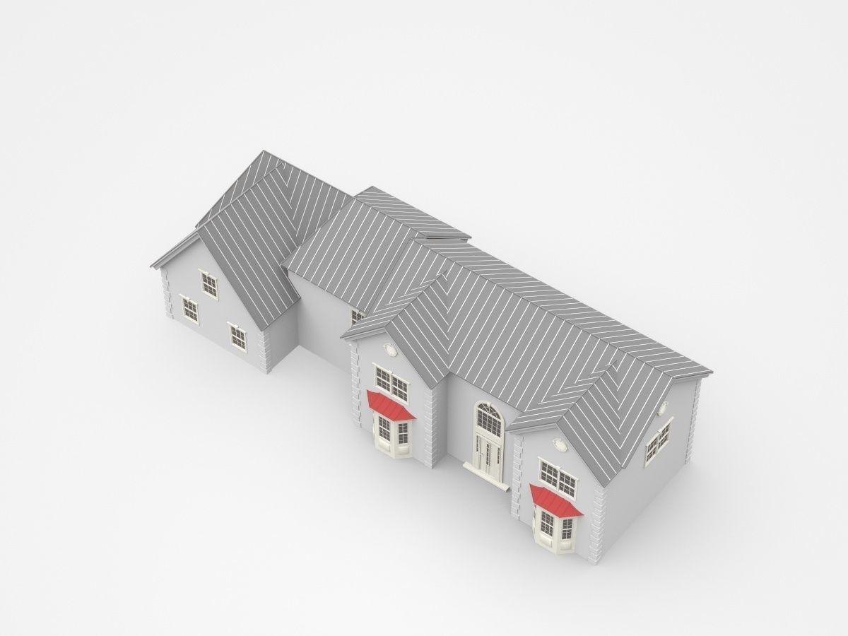 Large Two-storey House With Two Garages 3D model_1