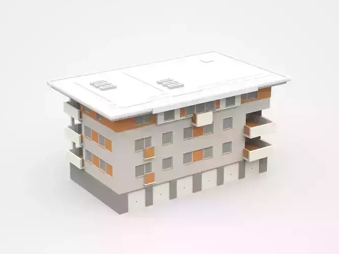 Three-storey Living Apartment With Garages And Balconies