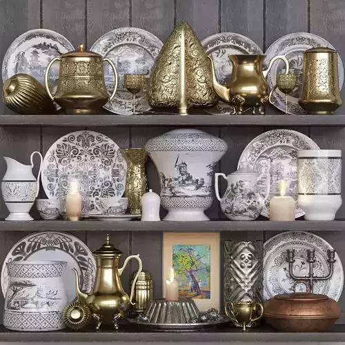 Classic set of kitchen ware 3D model