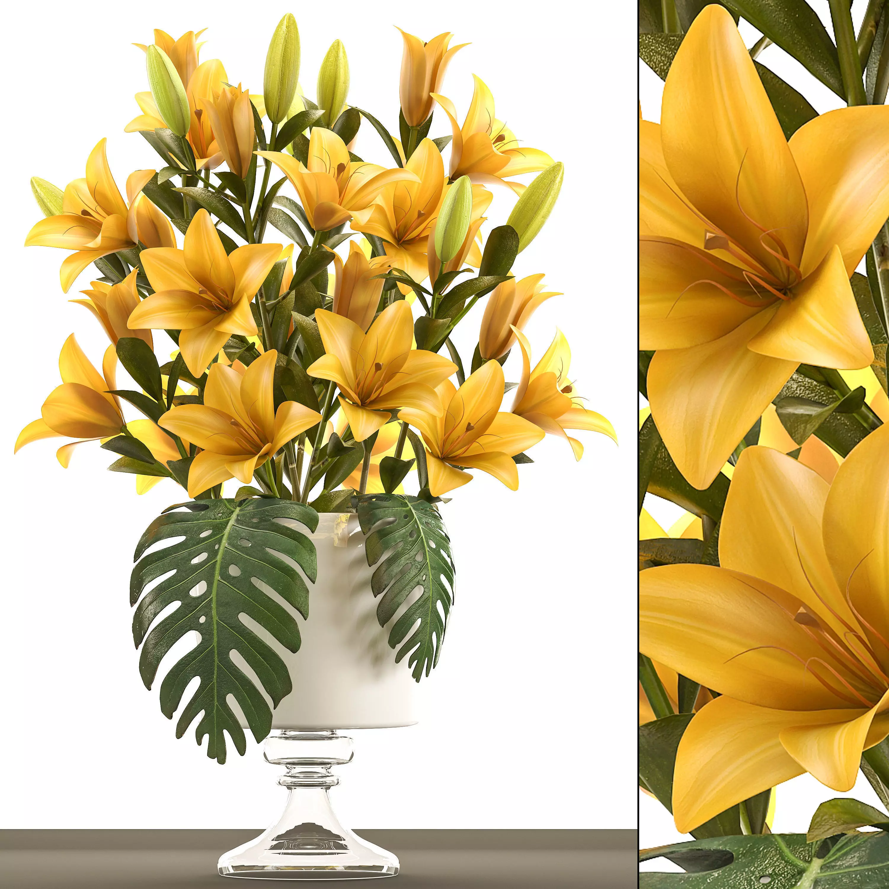 bouquet of yellow lilies 3D model