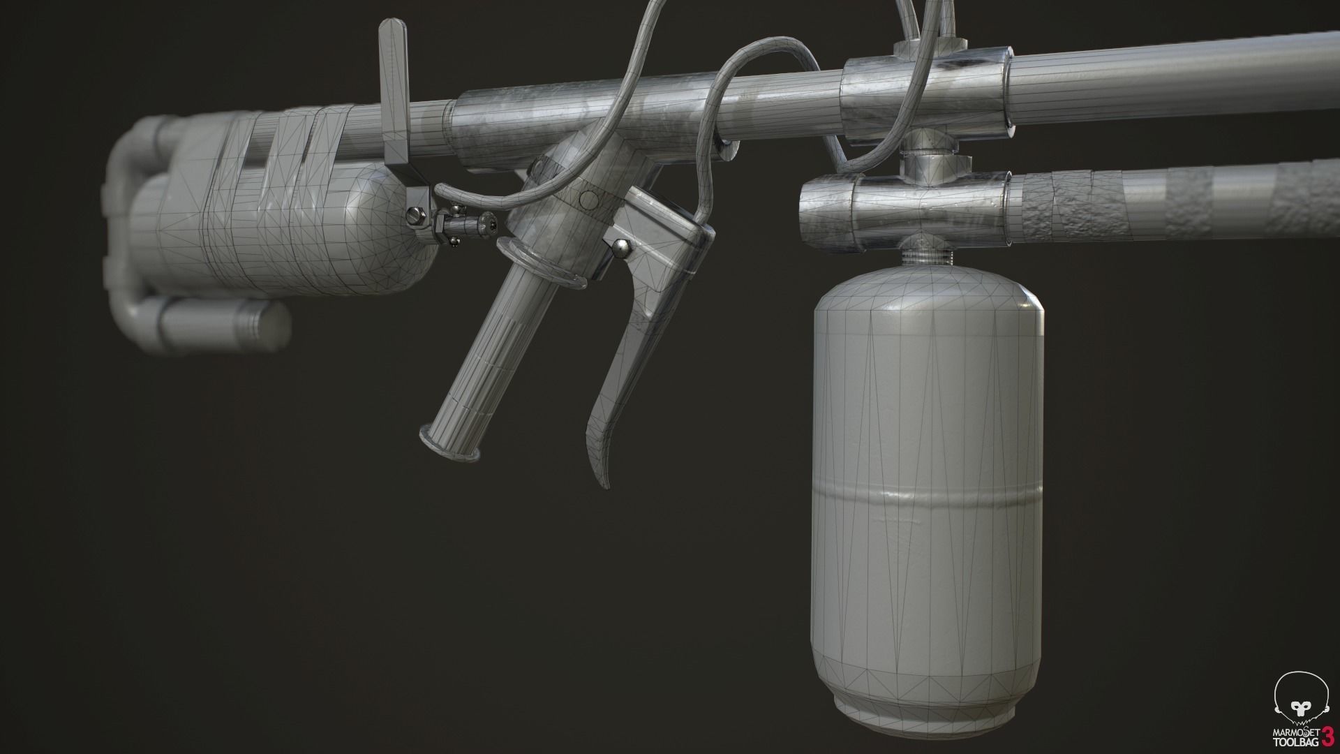 Flamethrower fire extinguisher Low-poly 3D model_8