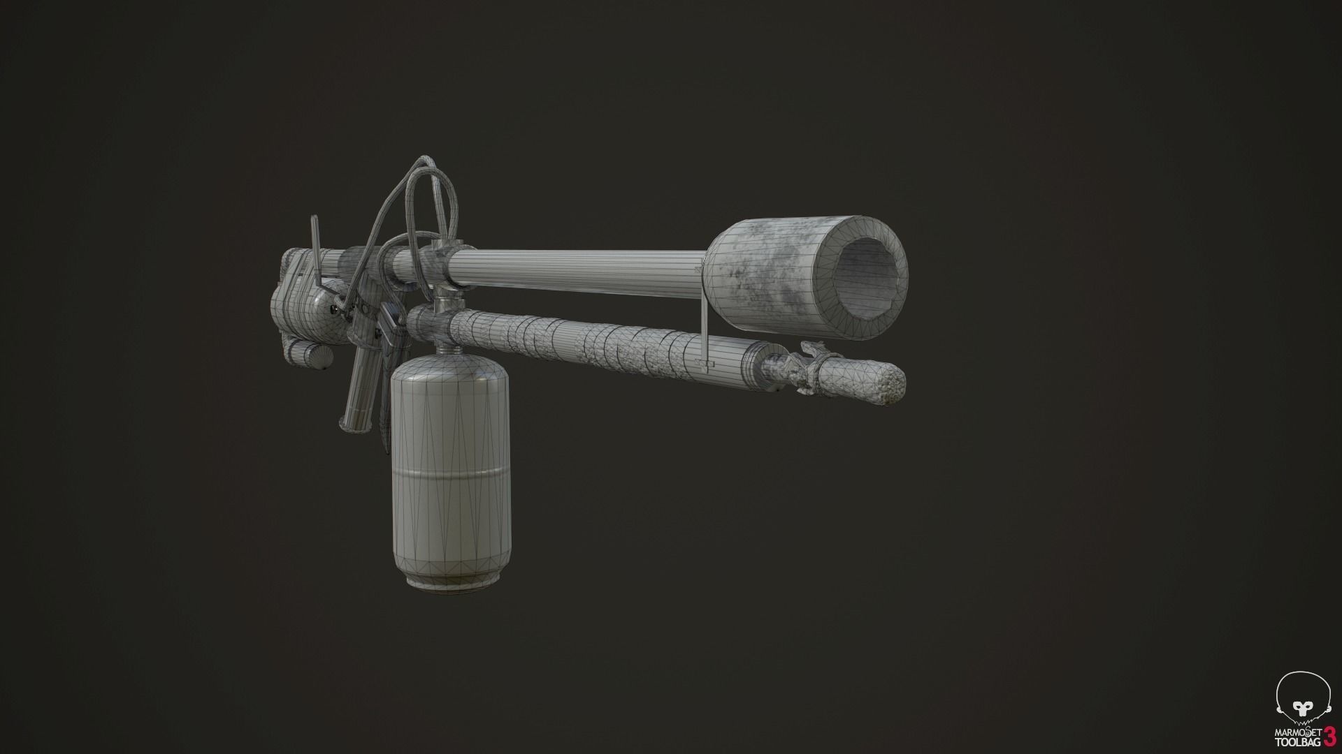 Flamethrower fire extinguisher Low-poly 3D model_20