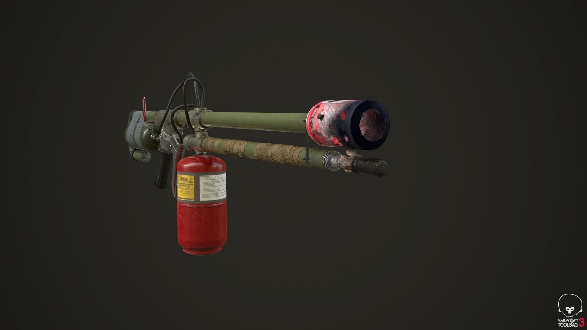 Flamethrower fire extinguisher Low-poly 3D model_19