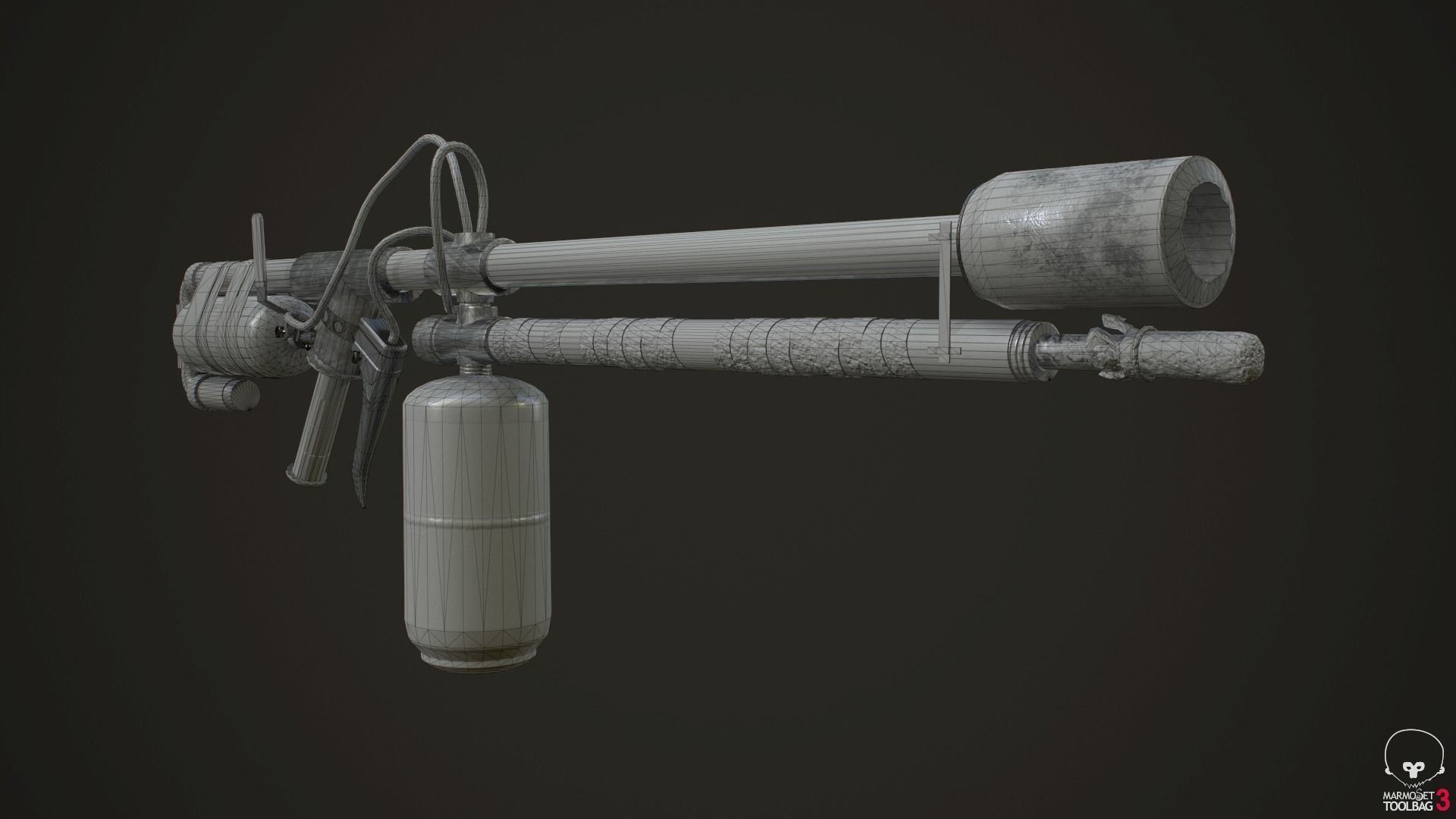 Flamethrower fire extinguisher Low-poly 3D model_1