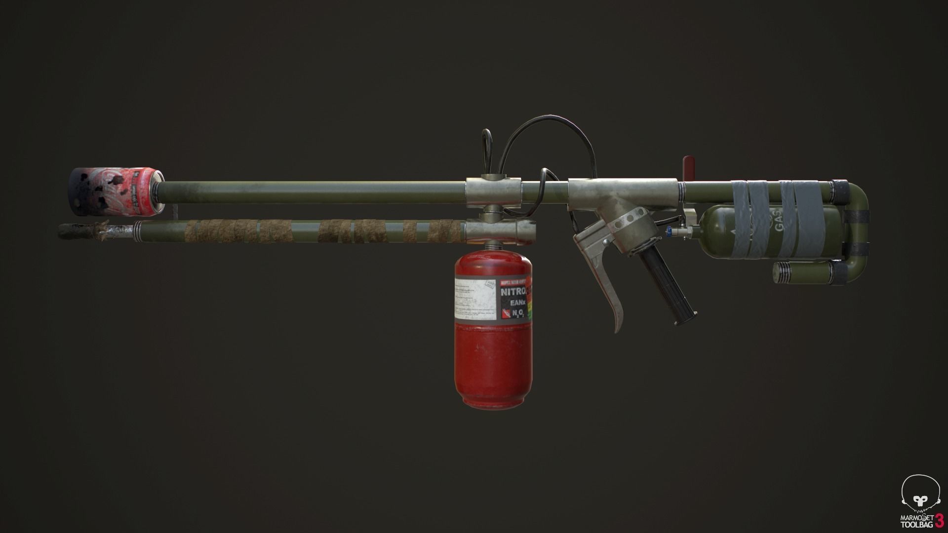 Flamethrower fire extinguisher Low-poly 3D model_17