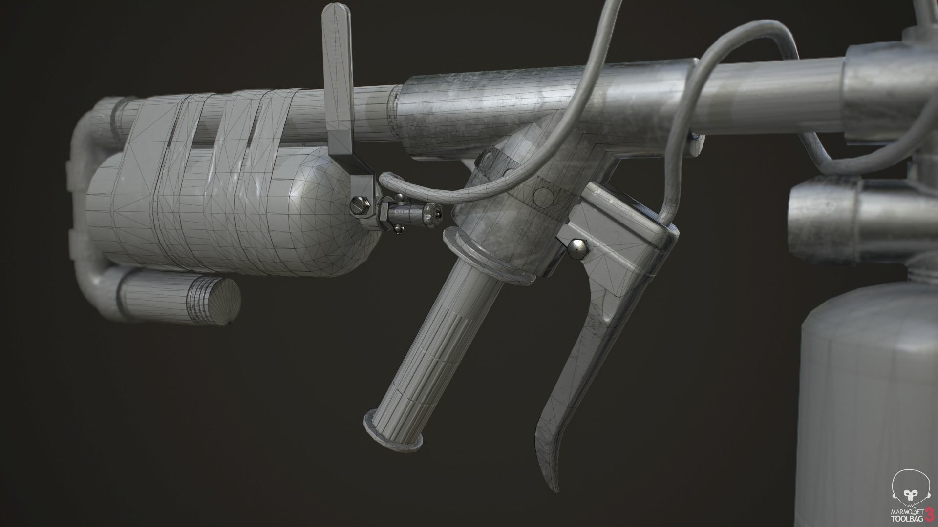 Flamethrower fire extinguisher Low-poly 3D model_10