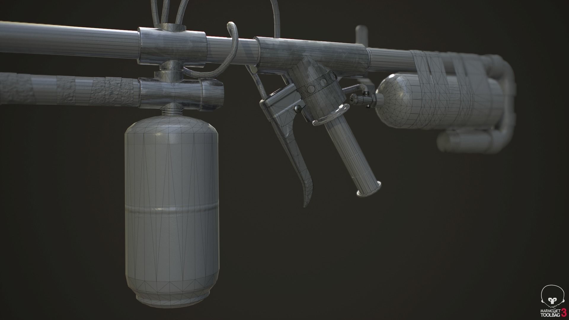 Flamethrower fire extinguisher Low-poly 3D model_14