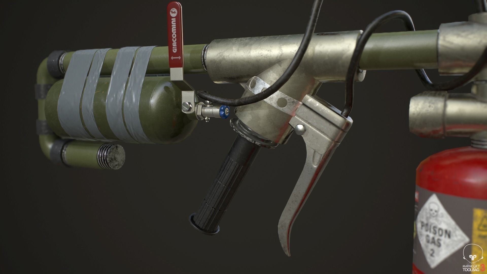 Flamethrower fire extinguisher Low-poly 3D model_9