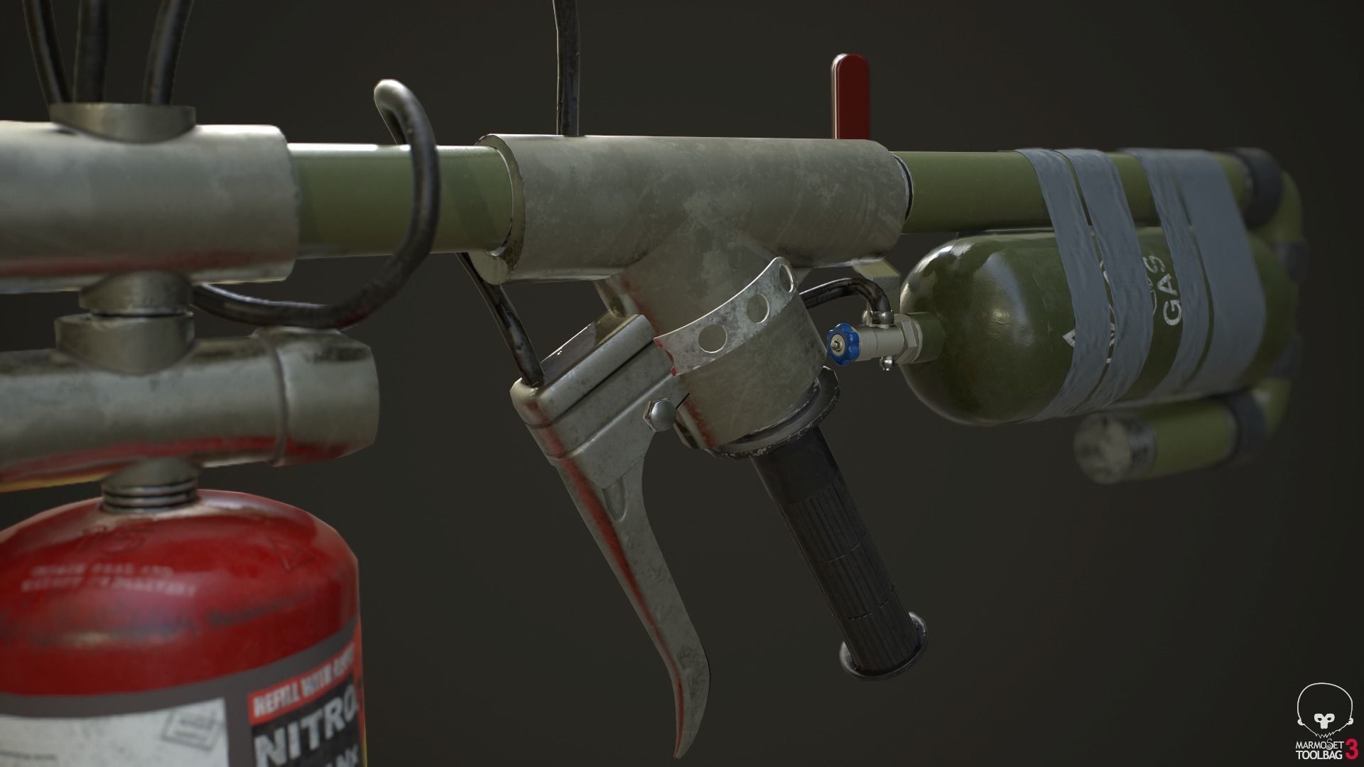 Flamethrower fire extinguisher Low-poly 3D model_11