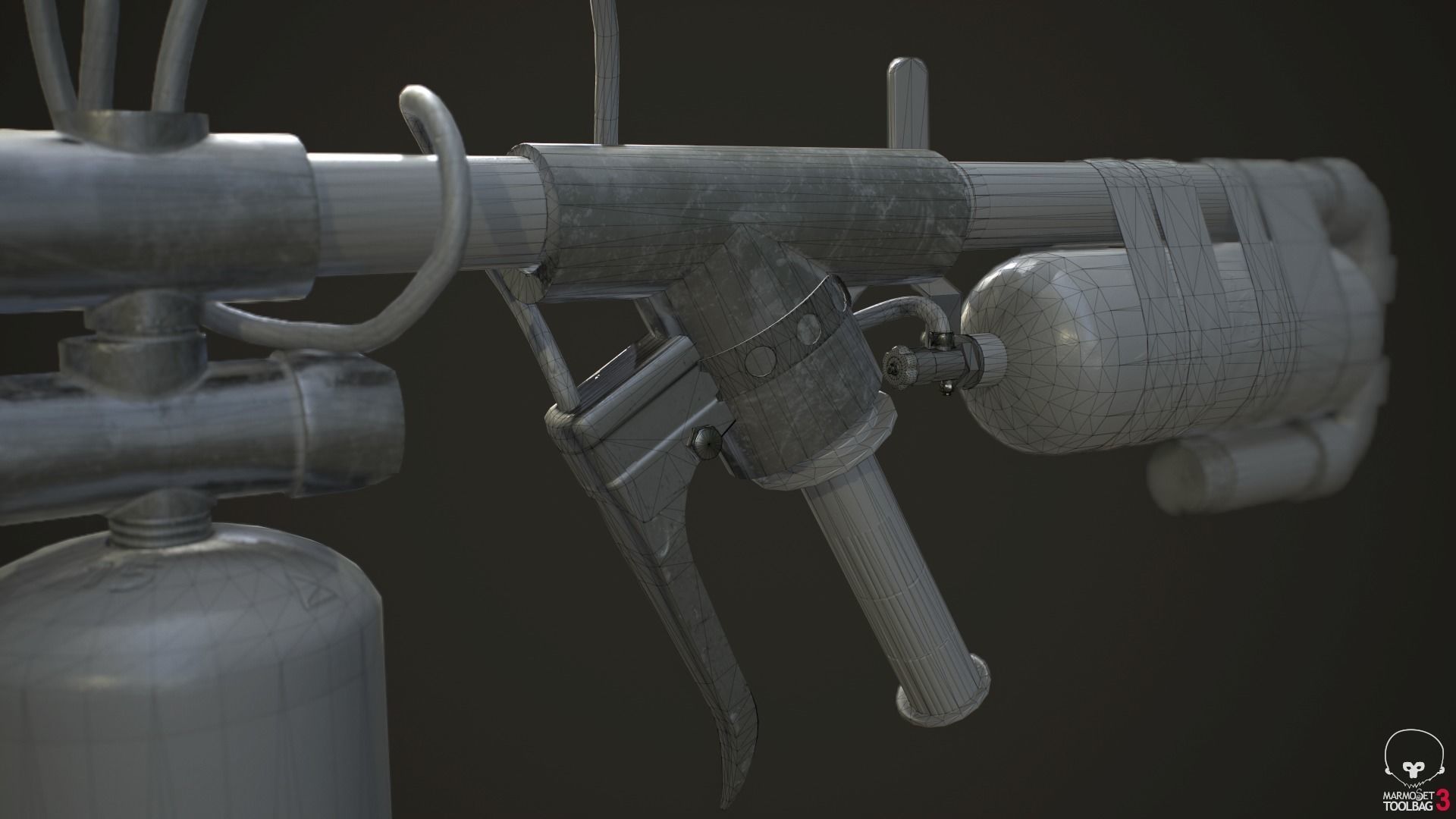Flamethrower fire extinguisher Low-poly 3D model_12