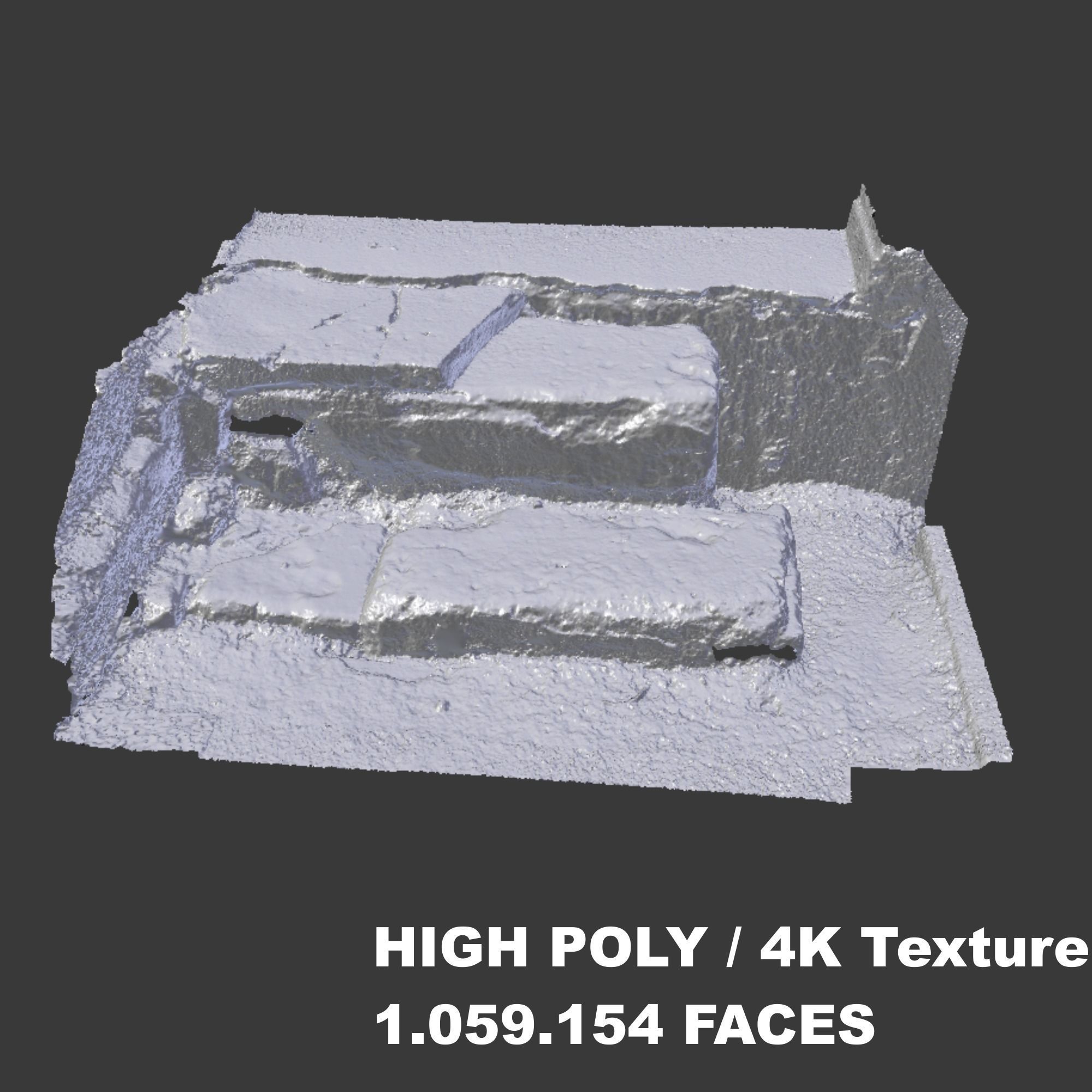 3D Scanned Damaged Stairs Low-poly 3D model_1