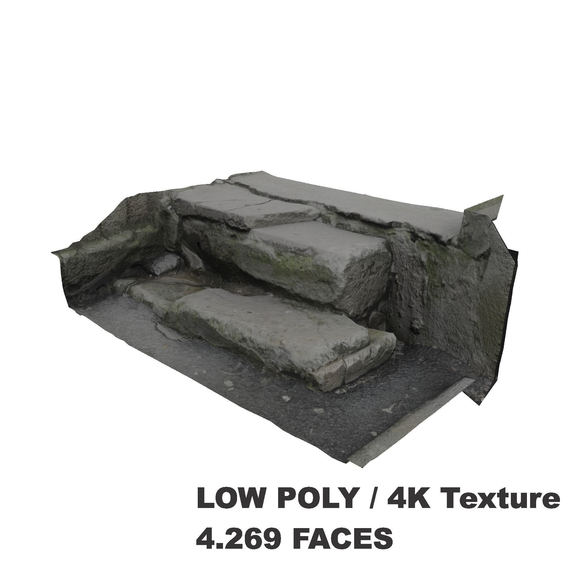 3D Scanned Damaged Stairs Low-poly 3D model_3