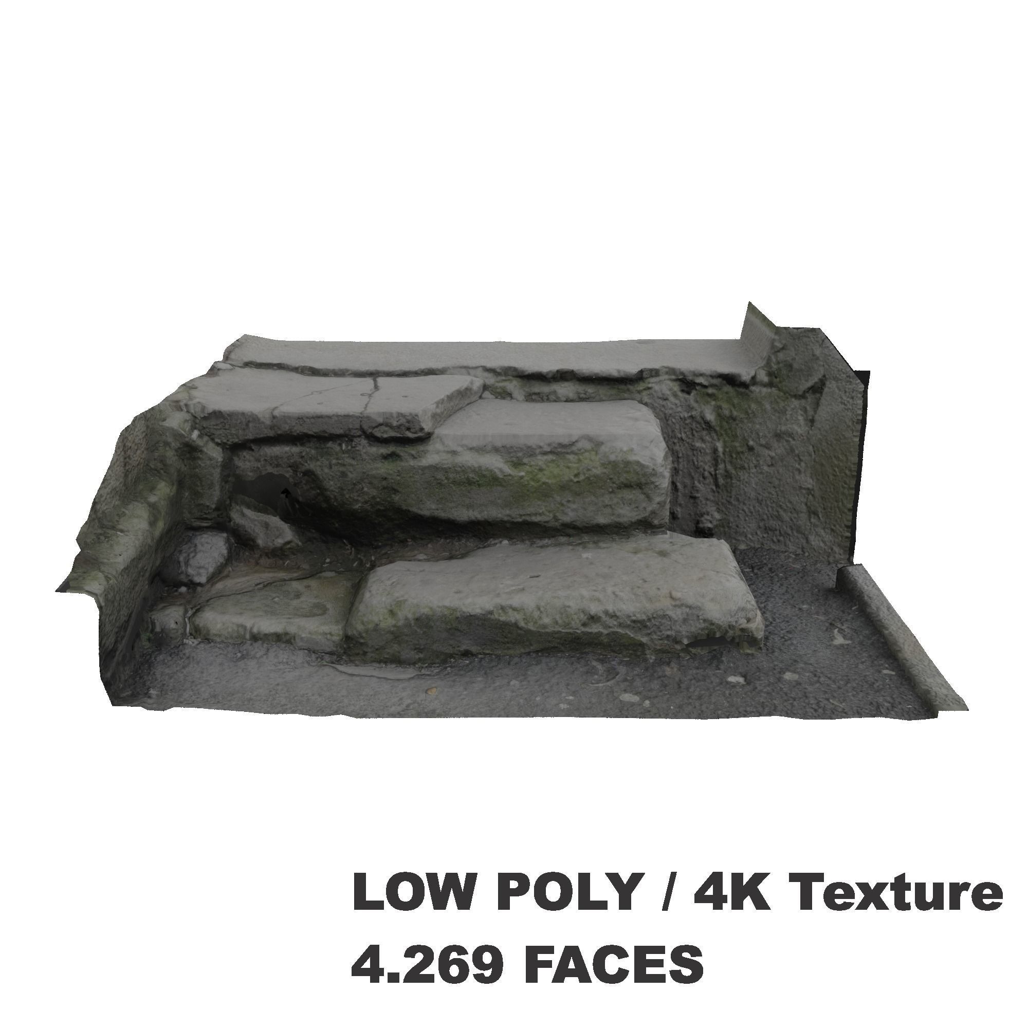 3D Scanned Damaged Stairs Low-poly 3D model_4