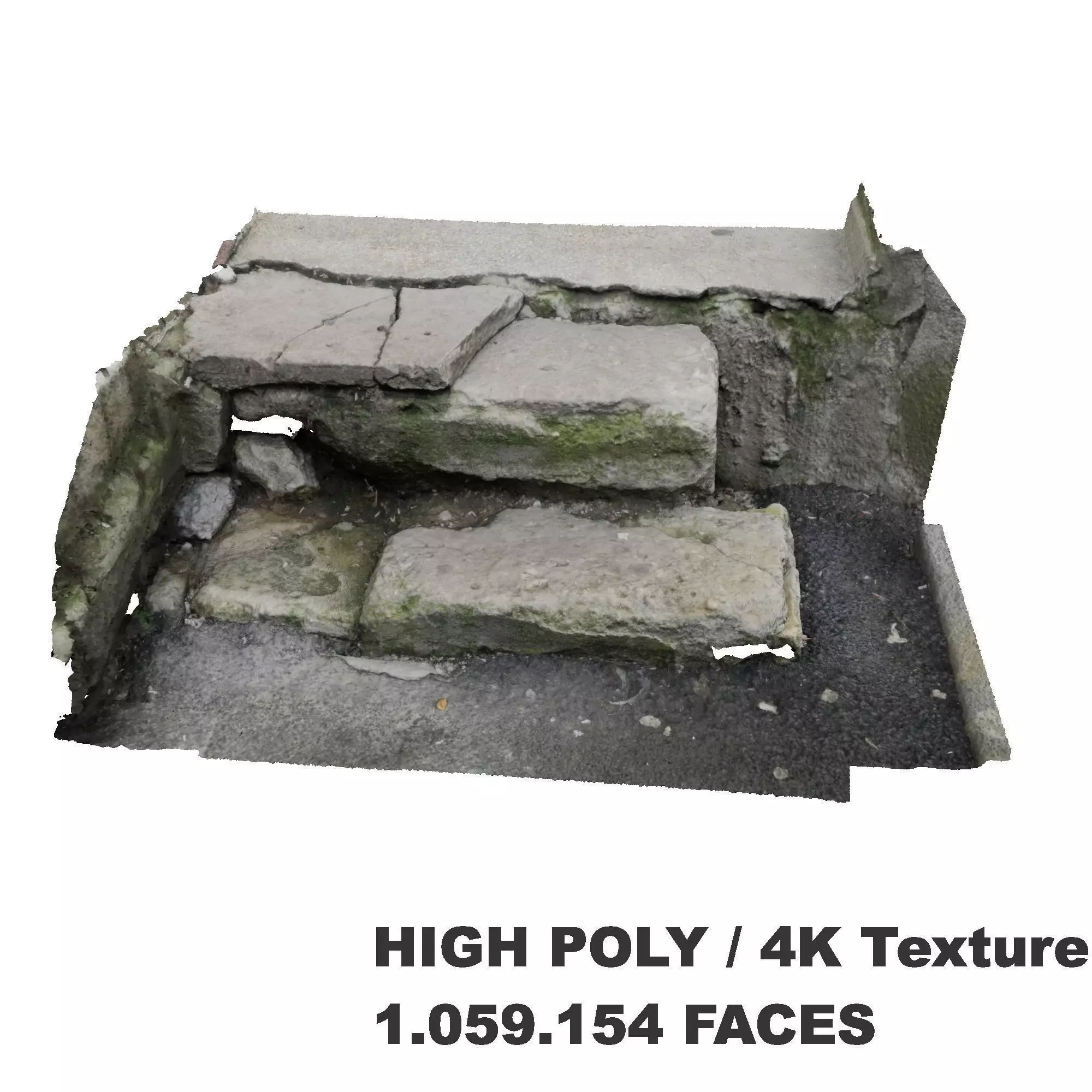 3D Scanned Damaged Stairs Low-poly 3D model_0