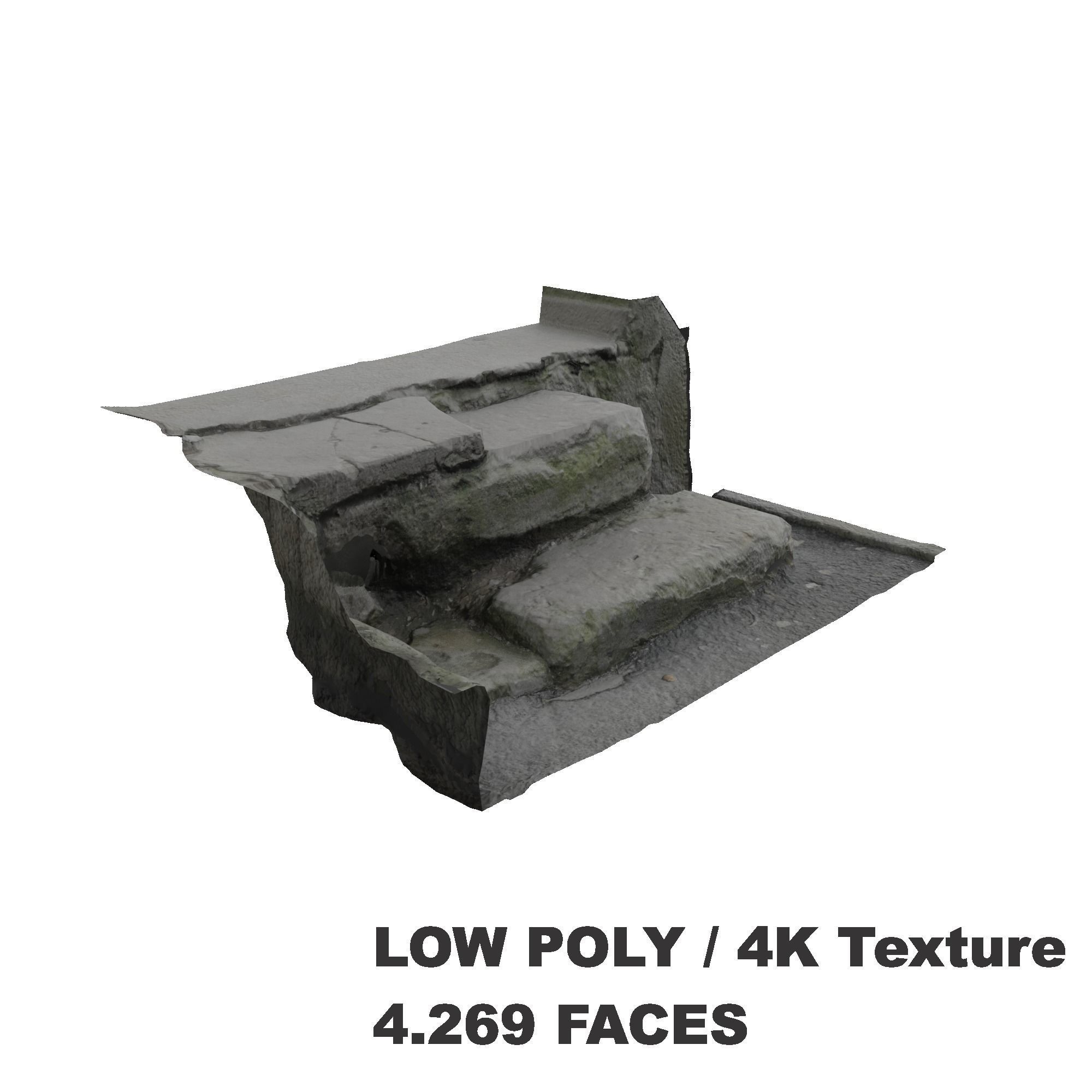 3D Scanned Damaged Stairs Low-poly 3D model_2