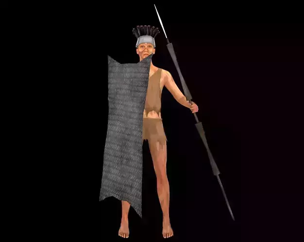 hunter native american man Low-poly 3D model