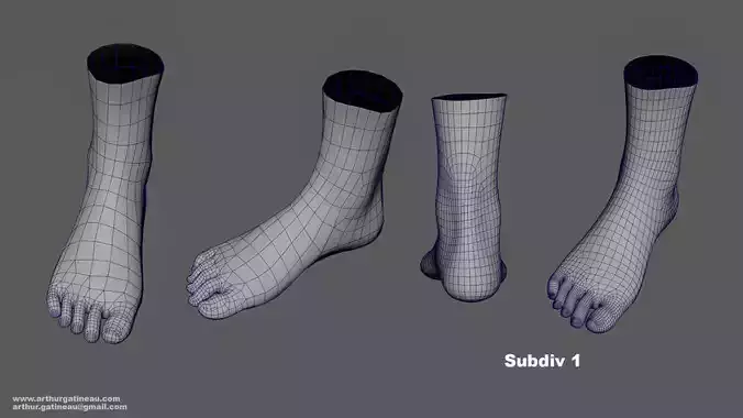 Head Hand  Foot basemesh sample pack Free low-poly 3D model