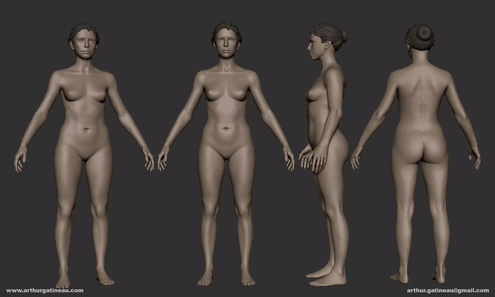 Female Basemesh Low-poly 3D model_0