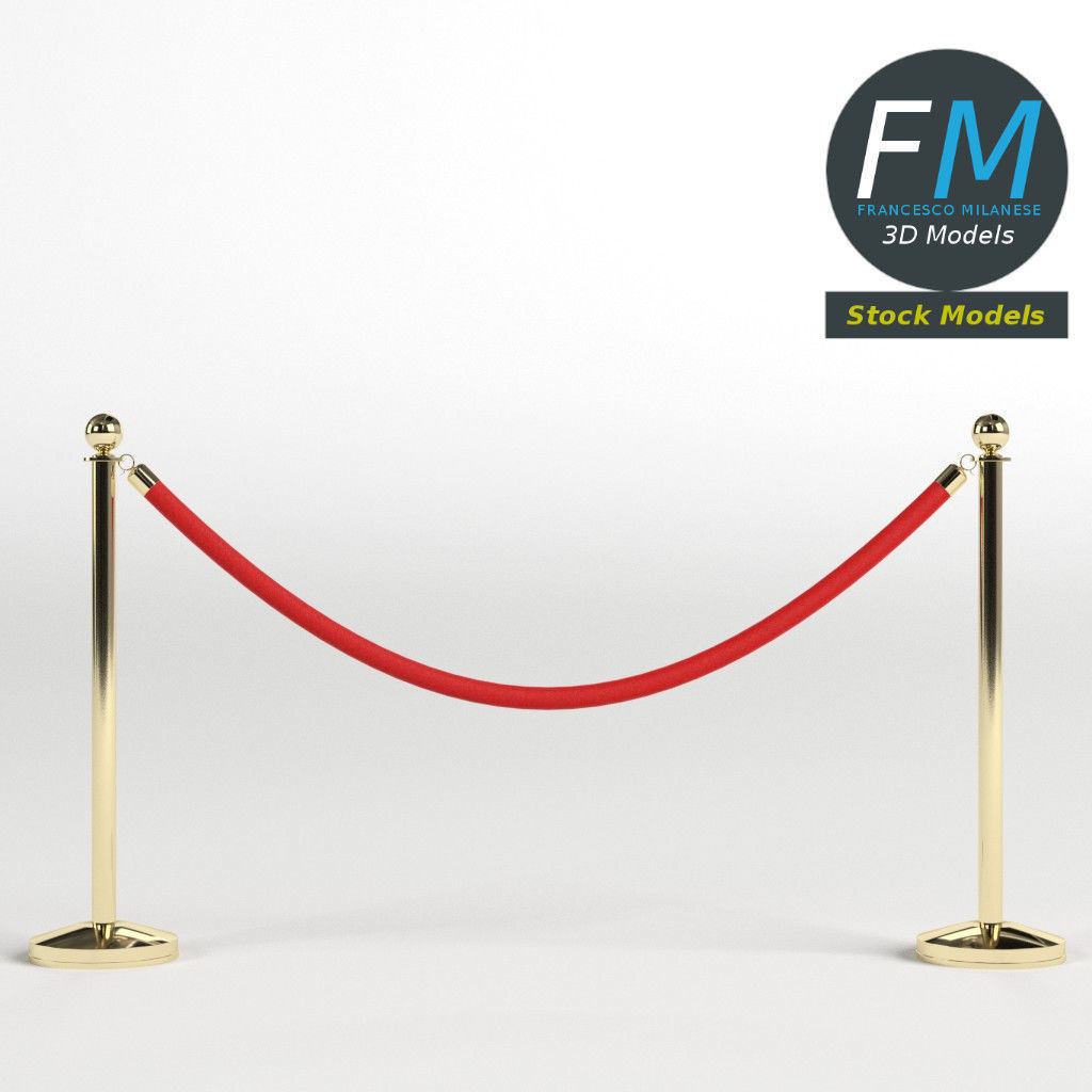 Red velvet rope 3D model_3