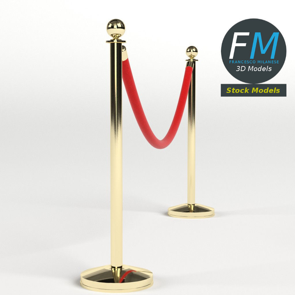 Red velvet rope 3D model_4