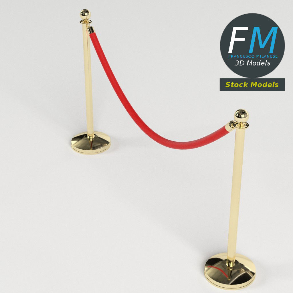 Red velvet rope 3D model_2
