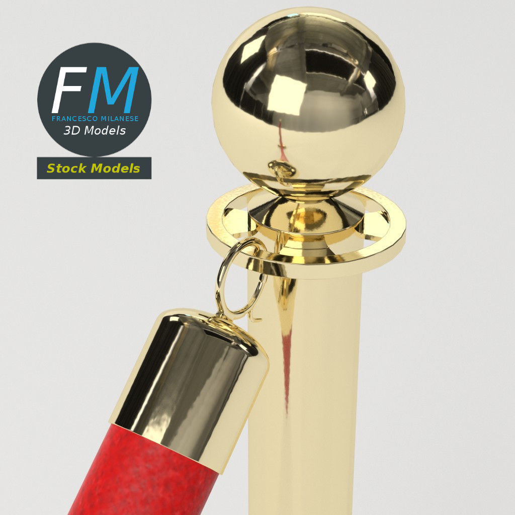 Red velvet rope 3D model_5