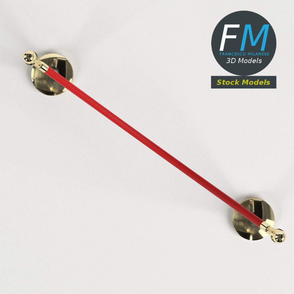 Red velvet rope 3D model_6