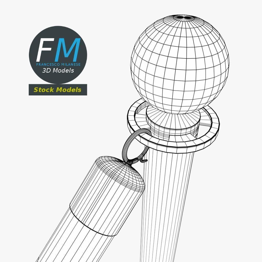 Red velvet rope 3D model_8