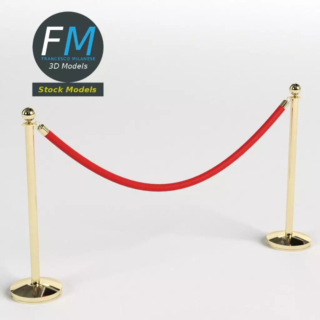 Red velvet rope 3D model_0