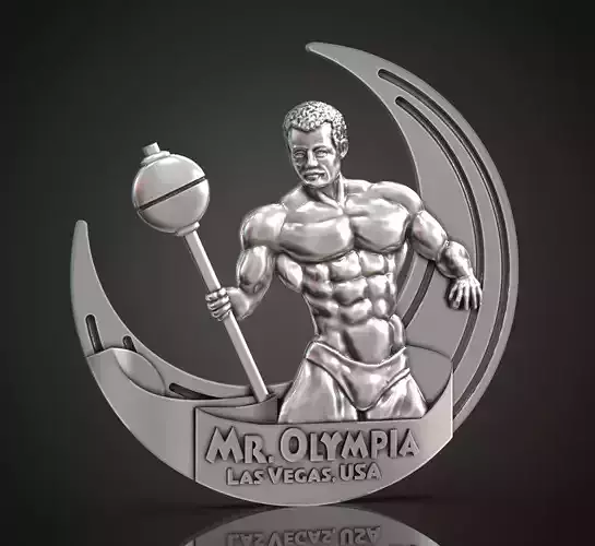 Mr Olympia medal bodybuilding trinket 3D print model