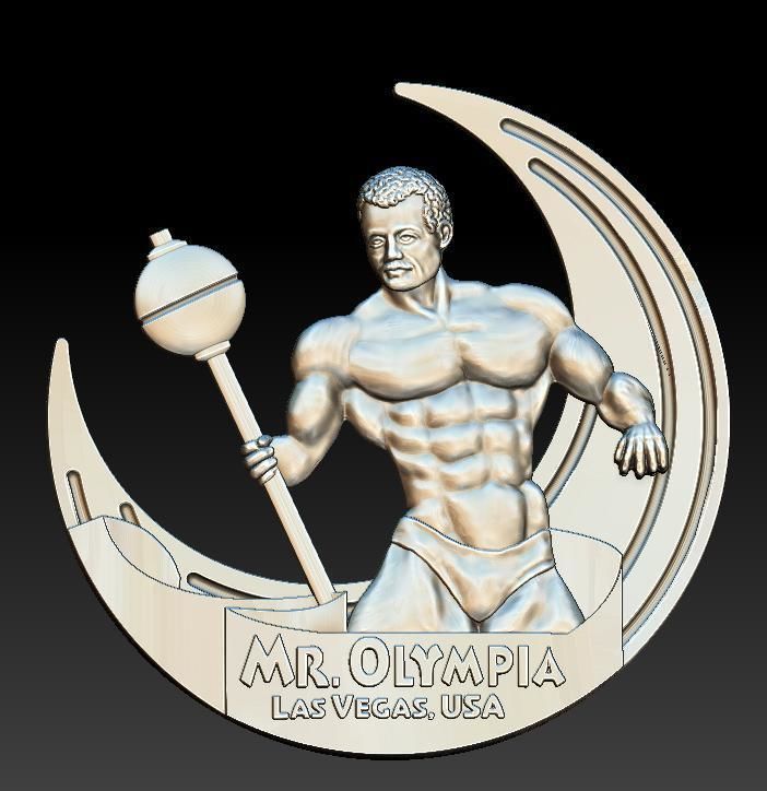 Mr Olympia medal bodybuilding trinket 3D print model_3