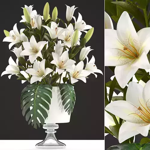 bouquet of white lilies 3D model