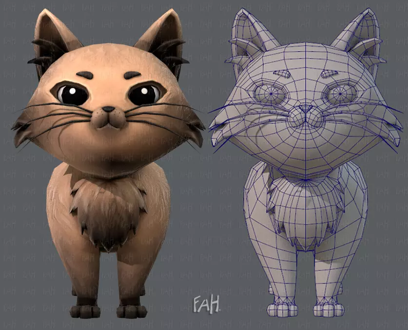 Cat Cartoon V02 Low-poly 3D model_0