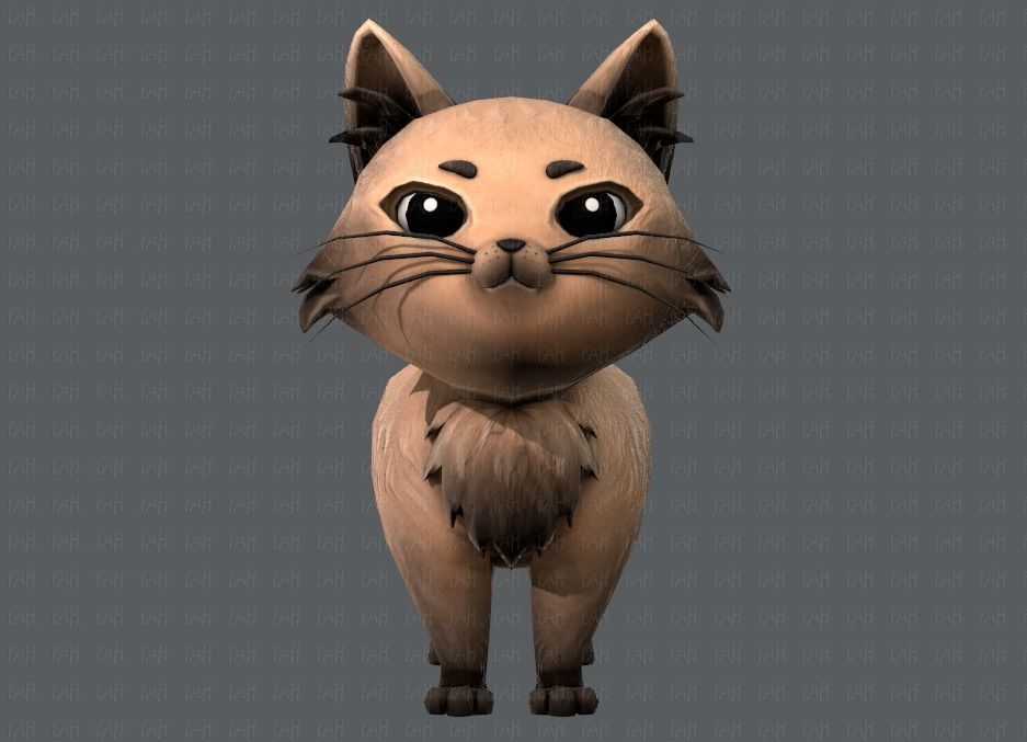 Cat Cartoon V02 Low-poly 3D model_1