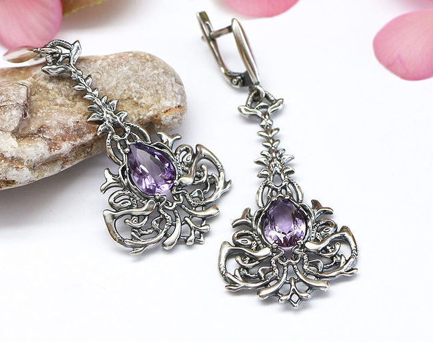 Long dangle earrings printable jewelry model 3D print model