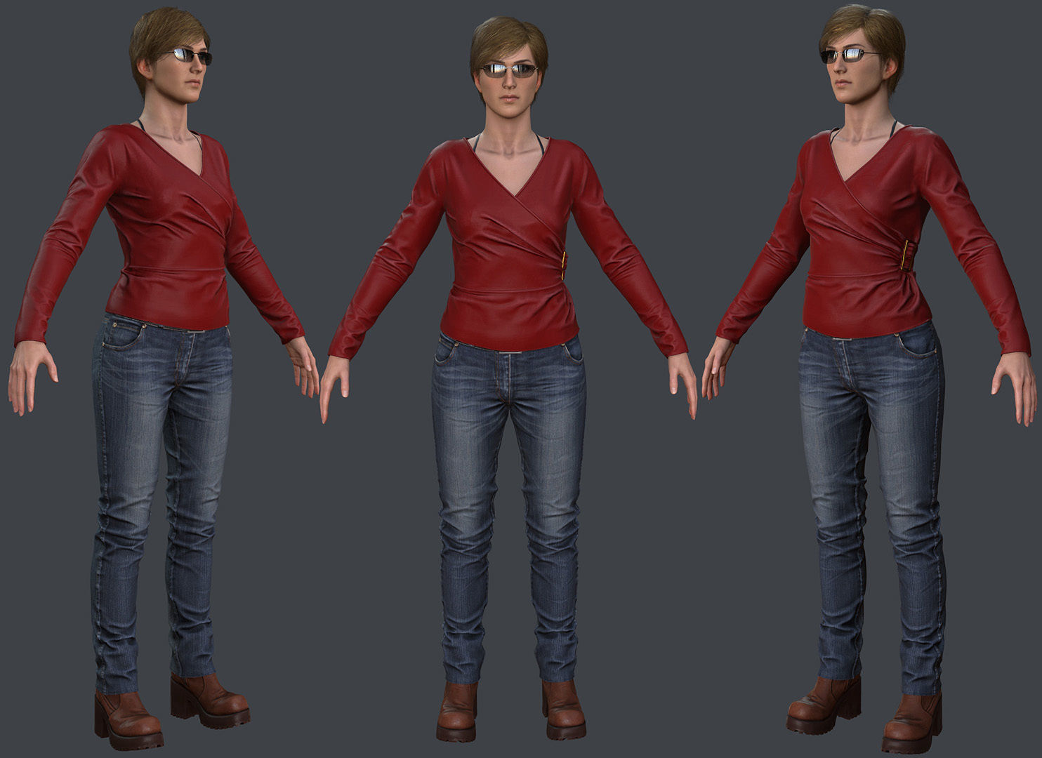 Female 1 - clothing 6 - Full Pack Low-poly 3D model_7