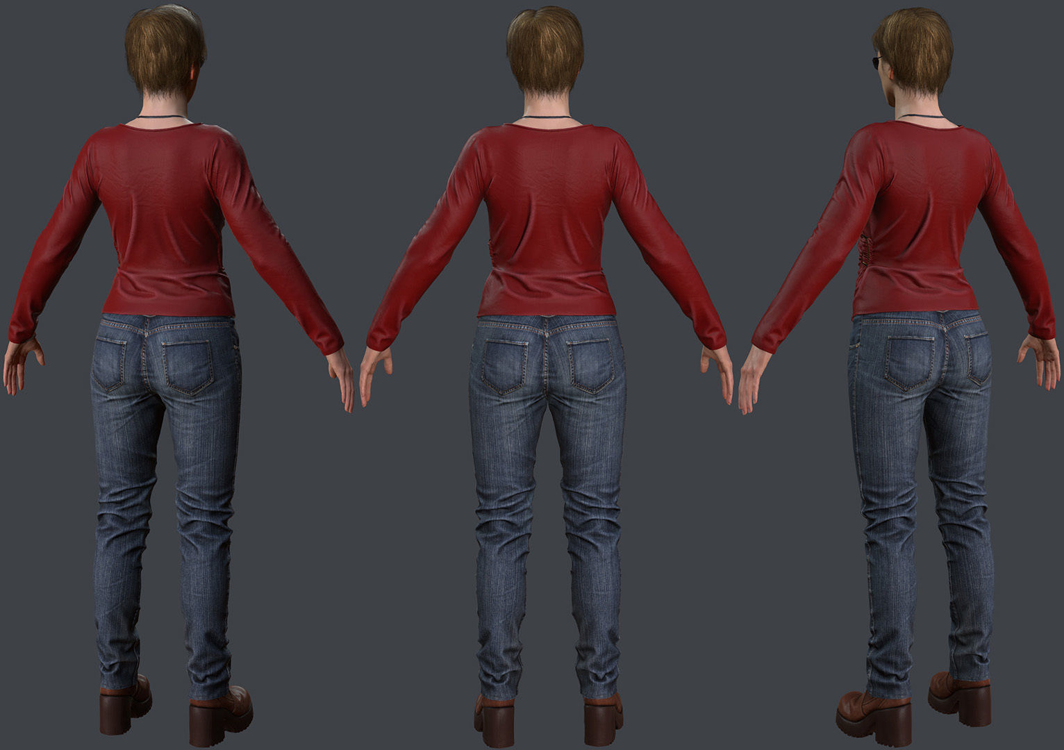Female 1 - clothing 6 - Full Pack Low-poly 3D model_8