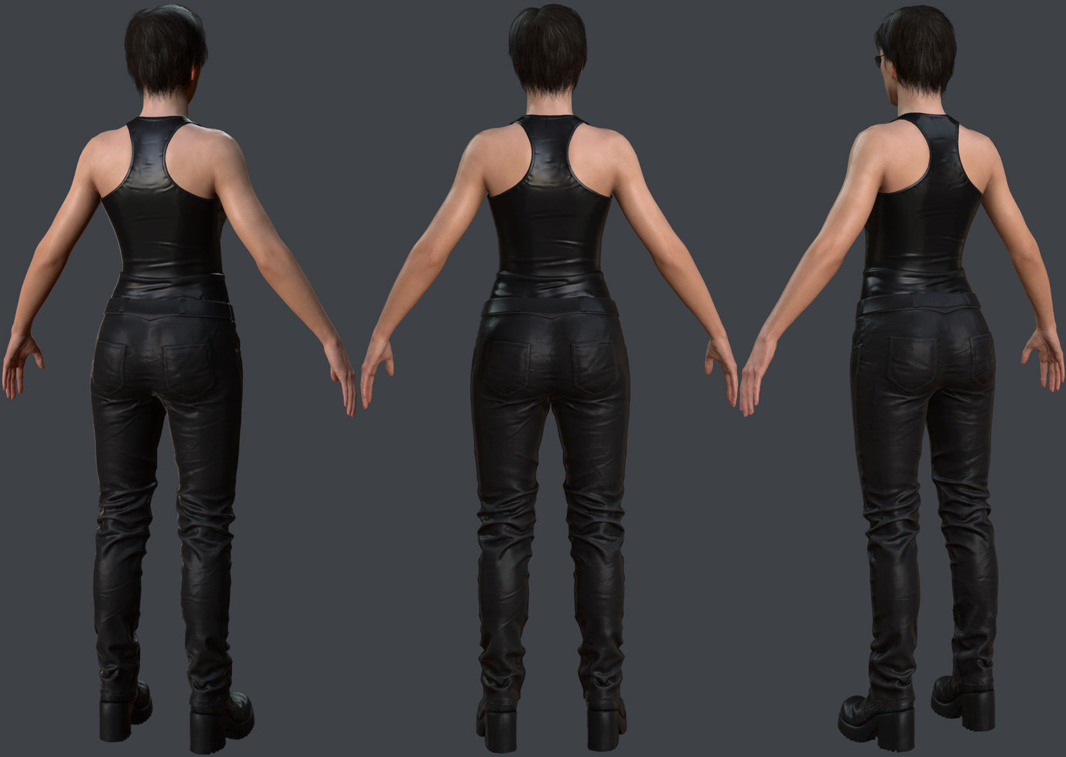 Female 1 - clothing 6 - Full Pack Low-poly 3D model_14