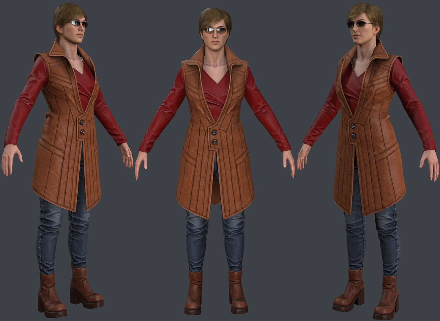 Female 1 - clothing 6 - Full Pack Low-poly 3D model_10