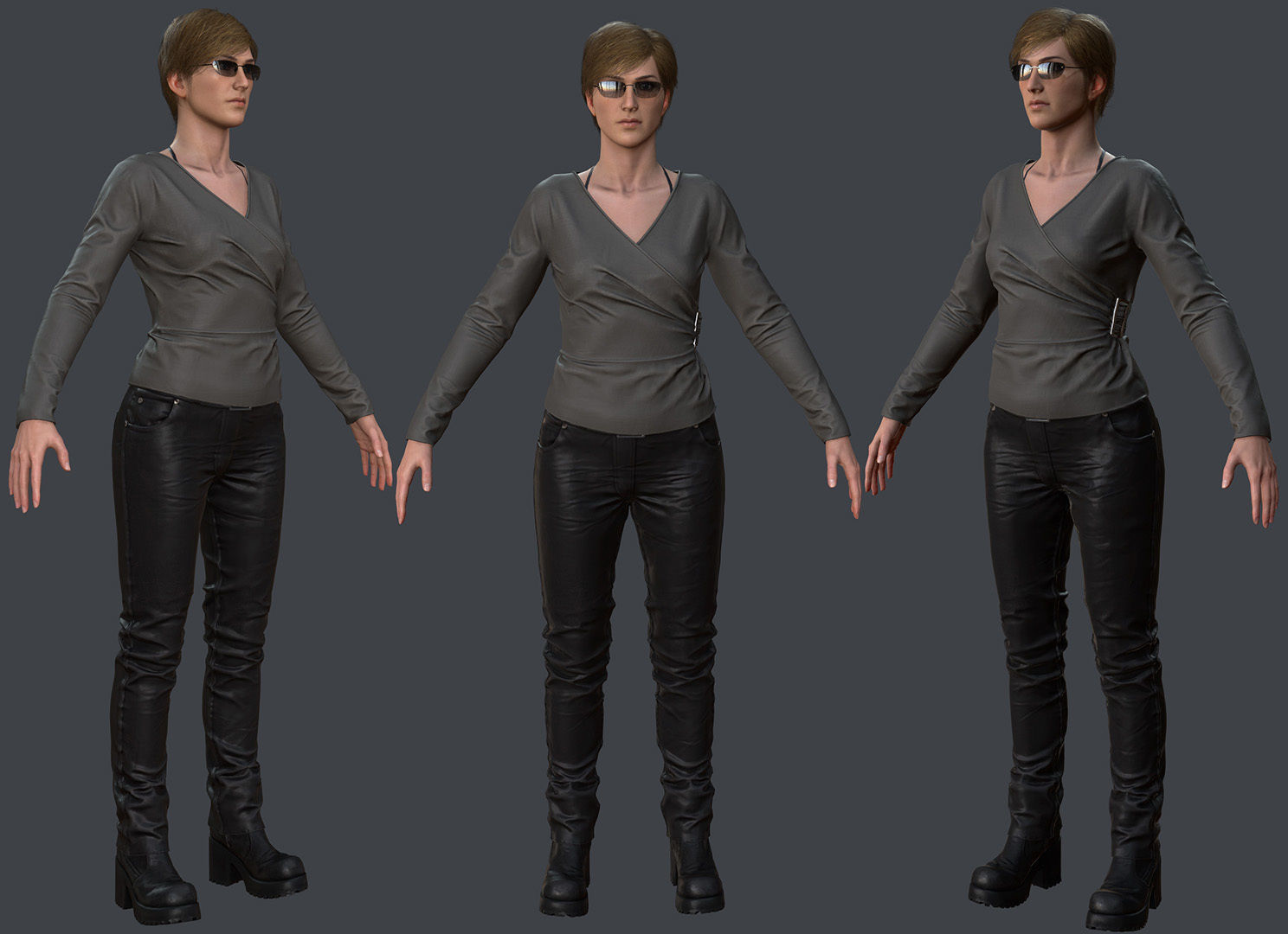 Female 1 - clothing 6 - Full Pack Low-poly 3D model_19