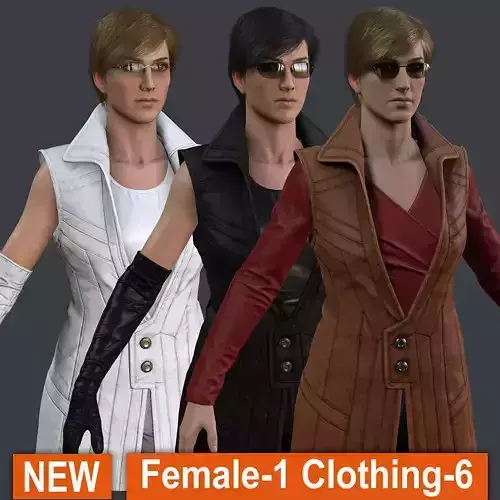 Female 1 - clothing 6 - Full Pack Low-poly 3D model