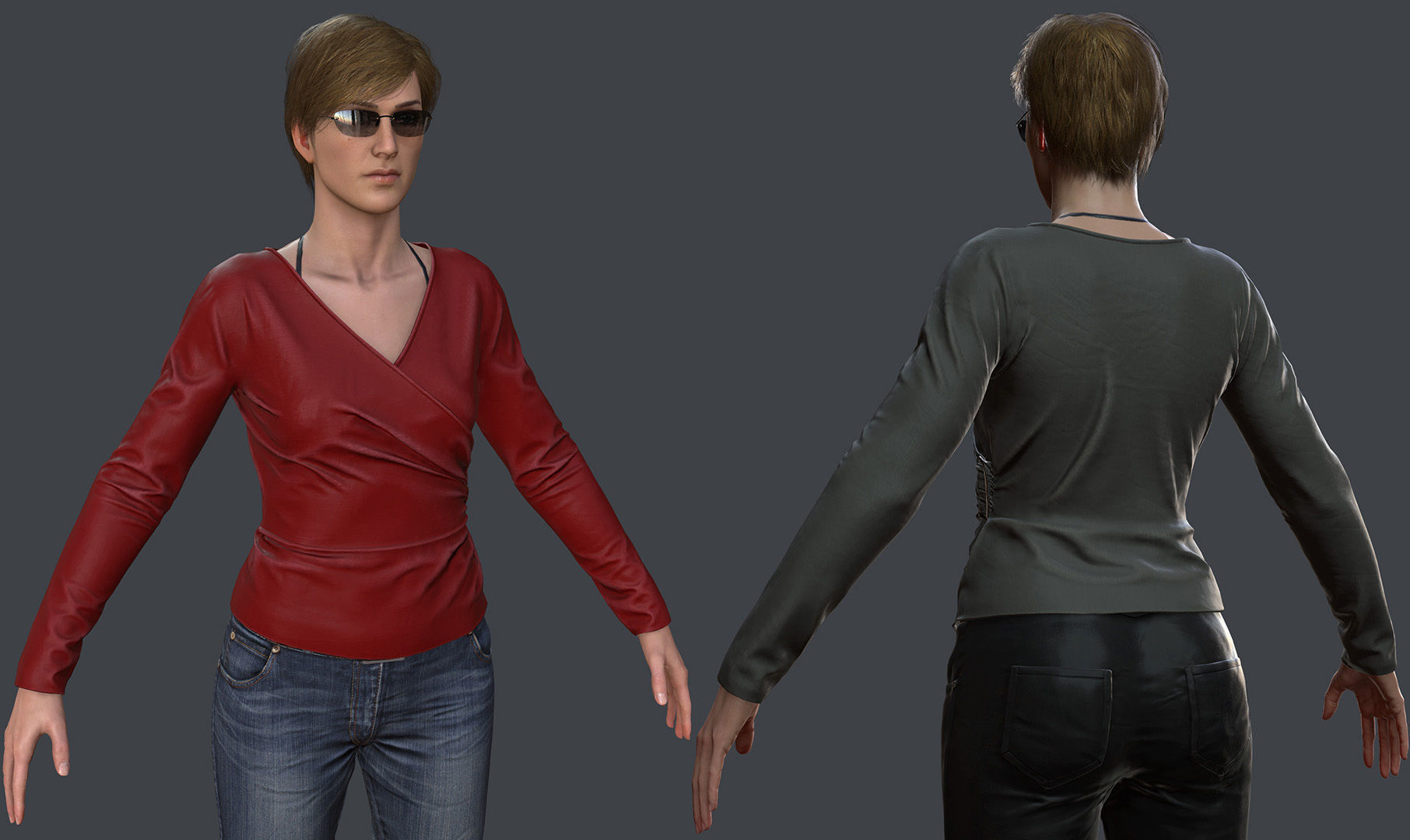 Female 1 - clothing 6 - Full Pack Low-poly 3D model_9