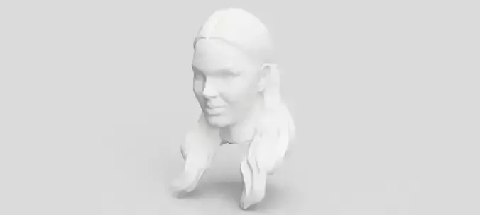 Realistic Female Head 3D Model With Hair