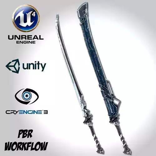 Sci-fi Frozen Sword - Remake Low-poly 3D model