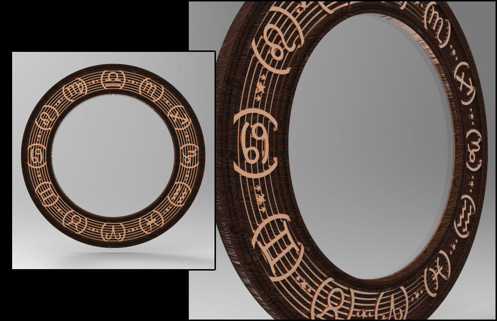 ZODIAC MIRROR FRAME Free 3D print model_7