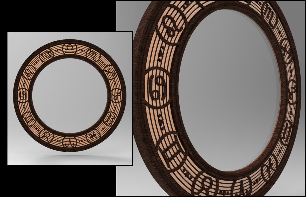 ZODIAC MIRROR FRAME Free 3D print model_5