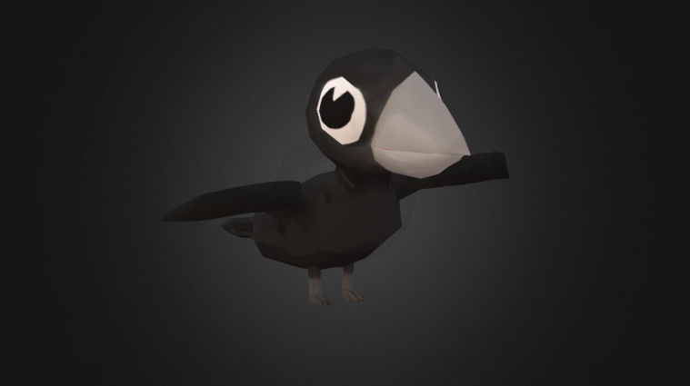 Low Poly Toon Crow Low-poly 3D model_3