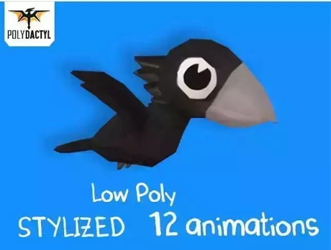 Low Poly Toon Crow Low-poly 3D model