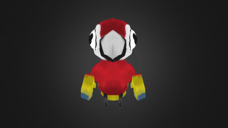 Low Poly Toon Parrot Low-poly 3D model_6