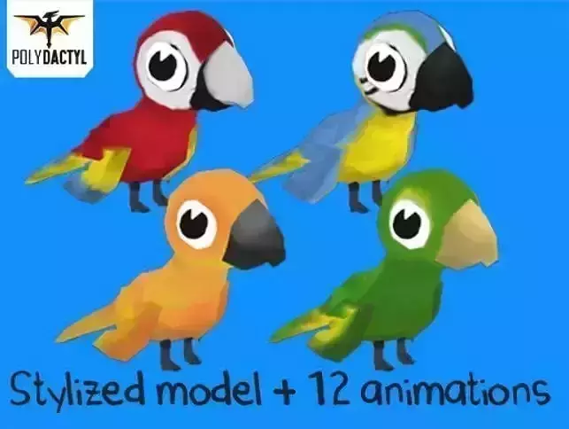 Low Poly Toon Parrot Low-poly 3D model